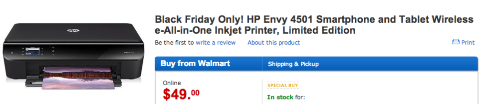 Black Friday Deals Hp Envy 4501 E All In One Inkjet Printer Print Coupons From Smartphone Or 8099