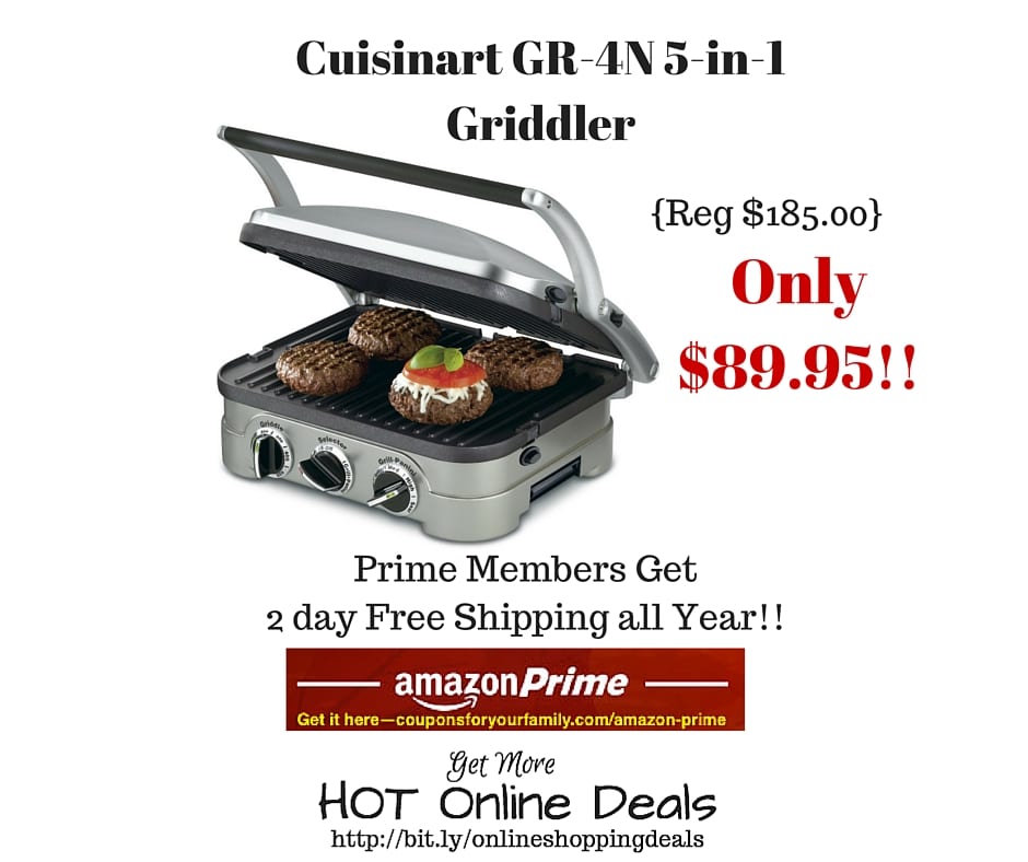 Amazon Deals: Cuisinart GR-4N 5-in-1 Griddler Only $89.95 Shipped (Reg ...