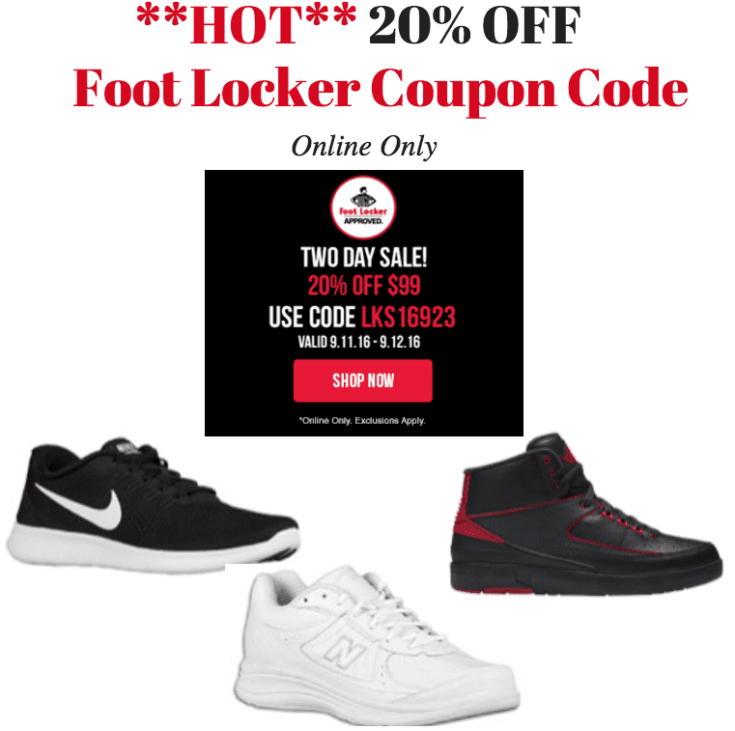 **HOT** Foot Locker Coupon Code for 20 off 99 purchasehurry ends