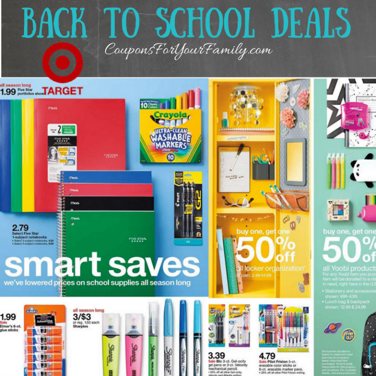 Target Back to School Deals July 2329th 1 Sharpies, B1G1 50 folders