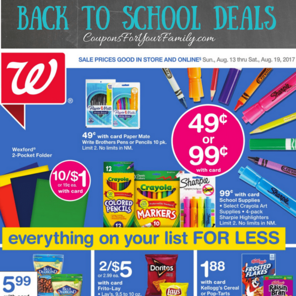 Walgreens Back to School Deals August 13 19 Free Pens or Pencils, .