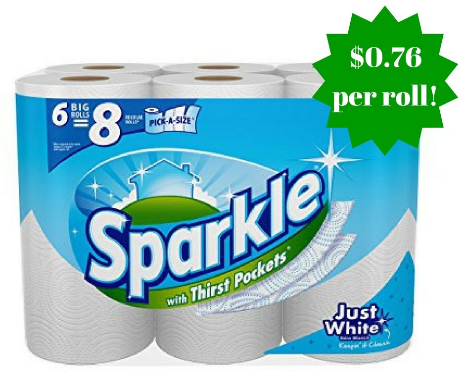 Amazon: Sparkle Paper Towels 6 Big Rolls Only $0.76 Per Roll