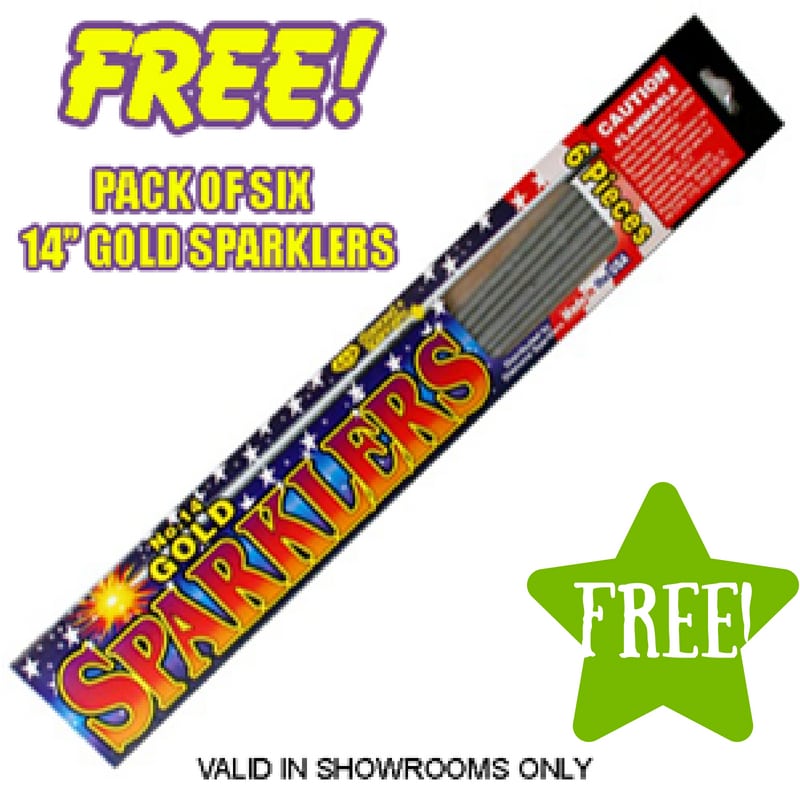 FREE Pack of 6 Gold Sparklers at Phantom Fireworks 