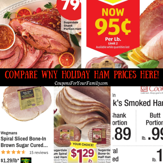 Holiday Ham Price comparison including Honeybaked, Shanks & Spirals as