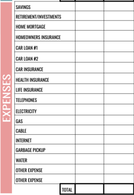 Free Printable Monthly Budget Worksheet Template