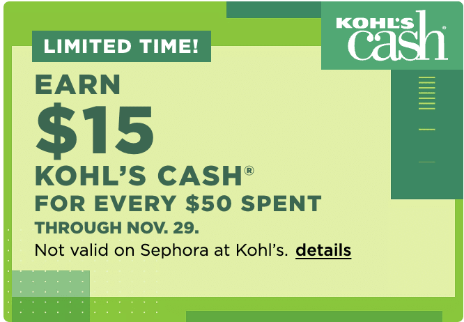 Kohls Cash thru 11:29