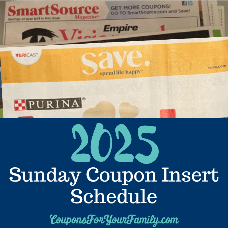 sunday coupon inserts schedule 2025