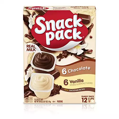 Snack Pack Chocolate and Vanilla Flavored Pudding Cups Family Pack, 12 Count Pudding Cups (Pack of 1)