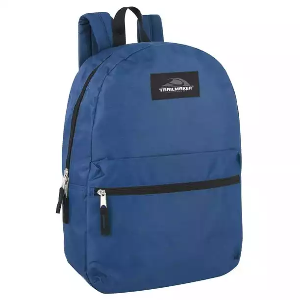 Basic Classic Solid Color Backpack with Front Zipper Accessory Pocket, Dual Zipper Closure & Padded Shoulder Straps for Work, School, Office, Gym, Sports, Travel
