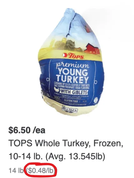 Tops Turkey Prices 2024