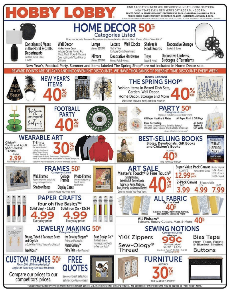 Hobby Lobby Ad 12_29_24 pg 1