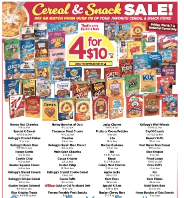 Tops Kelloggs Cereal Sale